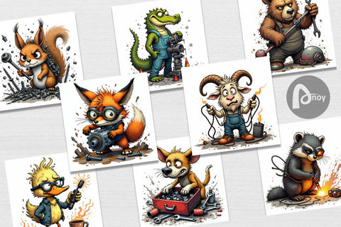 Digital Paper Garage Chaos Critter Digital Pattern artnoy 