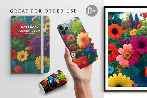 Digital Paper Garden Flower Scene Digital Pattern artnoy 