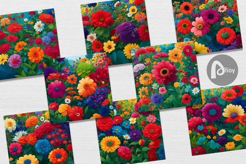 Digital Paper Garden Flower Scene Digital Pattern artnoy 