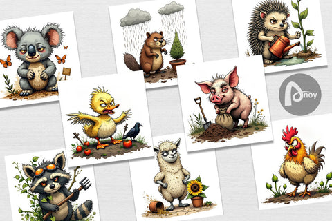 Digital Paper Garden Grumps Digital Pattern artnoy 