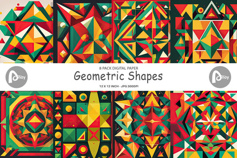 Digital Paper Geometric Shapes Digital Pattern artnoy 