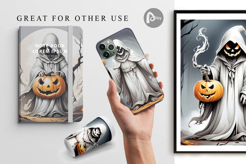 Digital Paper Ghost and Pumpkin Digital Pattern artnoy 