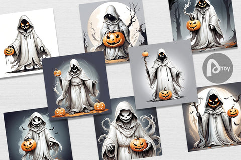 Digital Paper Ghost and Pumpkin Digital Pattern artnoy 