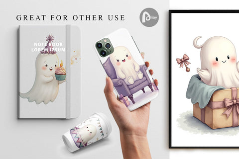 Digital Paper Ghost Baby Shower Digital Pattern artnoy 