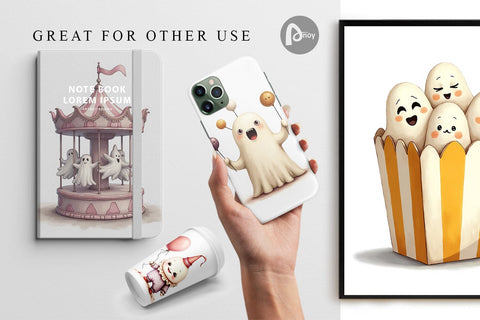 Digital Paper Ghost Carnival Toys Digital Pattern artnoy 