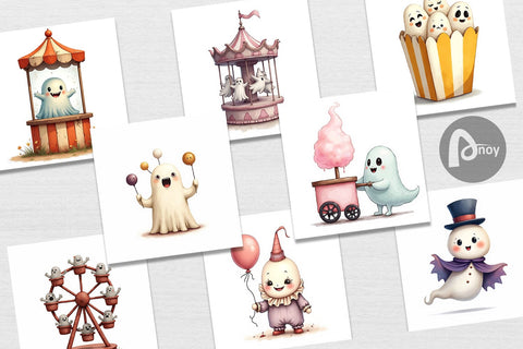 Digital Paper Ghost Carnival Toys Digital Pattern artnoy 