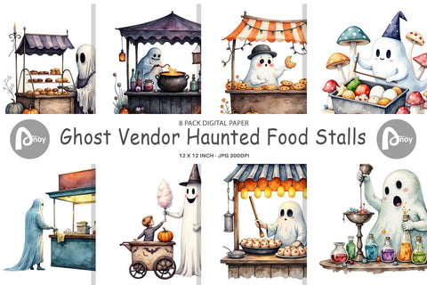 Digital Paper Ghost Food Stalls Digital Pattern artnoy 