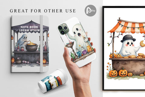 Digital Paper Ghost Food Stalls Digital Pattern artnoy 