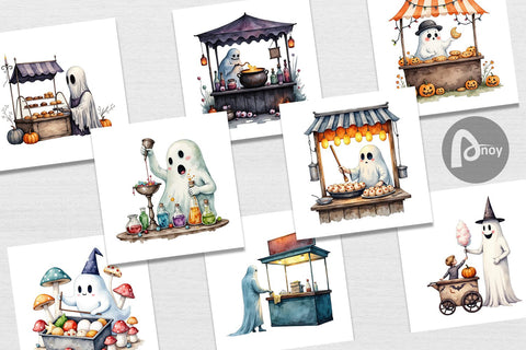 Digital Paper Ghost Food Stalls Digital Pattern artnoy 