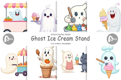 Digital Paper Ghost Ice Cream Digital Pattern artnoy 