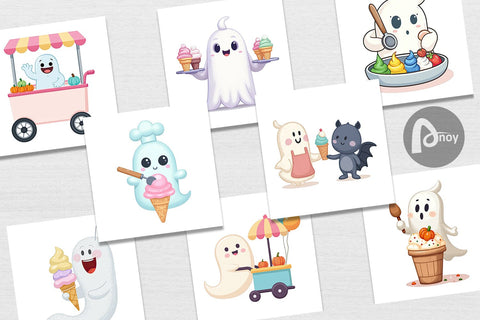 Digital Paper Ghost Ice Cream Digital Pattern artnoy 