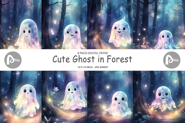 Digital Paper Ghost in Forest Digital Pattern artnoy 