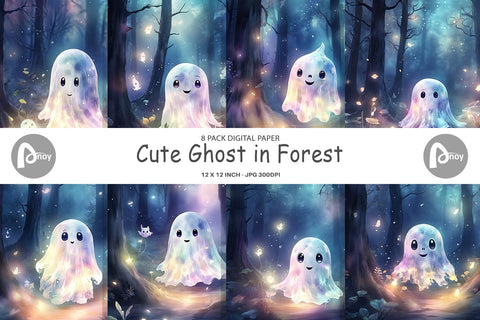 Digital Paper Ghost in Forest Digital Pattern artnoy 