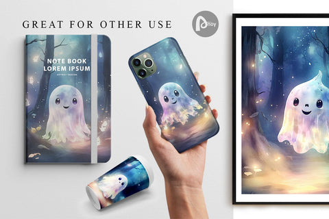 Digital Paper Ghost in Forest Digital Pattern artnoy 