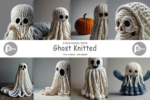 Digital Paper Ghost Knitted Digital Pattern artnoy 