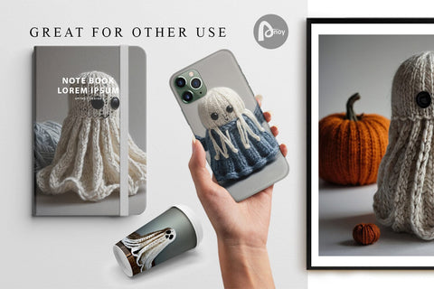 Digital Paper Ghost Knitted Digital Pattern artnoy 