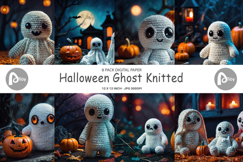 Digital Paper Ghost Knitted Digital Pattern artnoy 