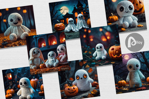 Digital Paper Ghost Knitted Digital Pattern artnoy 