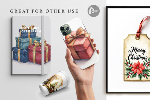 Digital Paper Gilded Age Christmas Mail & Parcel Watercolor Art Digital Pattern artnoy 