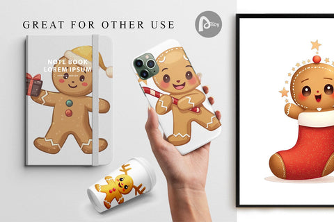 Digital Paper Gingerbread Christmas Joy Digital Pattern artnoy 