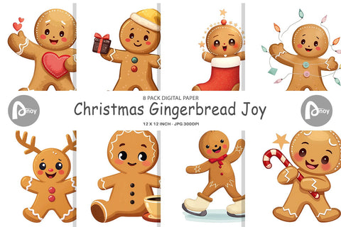 Digital Paper Gingerbread Christmas Joy Digital Pattern artnoy 