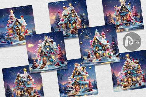 Digital Paper Gingerbread House Digital Pattern artnoy 