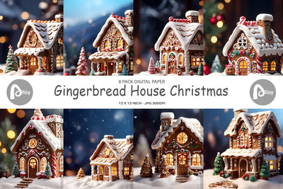 Digital Paper Gingerbread House Digital Pattern artnoy 