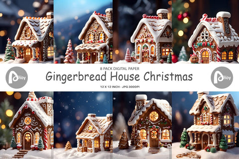 Digital Paper Gingerbread House Digital Pattern artnoy 