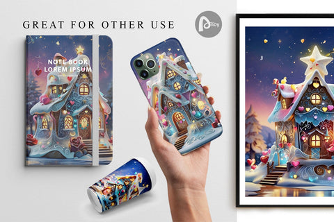 Digital Paper Gingerbread House Digital Pattern artnoy 