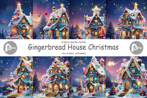Digital Paper Gingerbread House Digital Pattern artnoy 