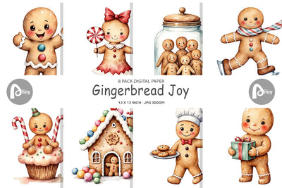 Digital Paper Gingerbread Joy Digital Pattern artnoy 