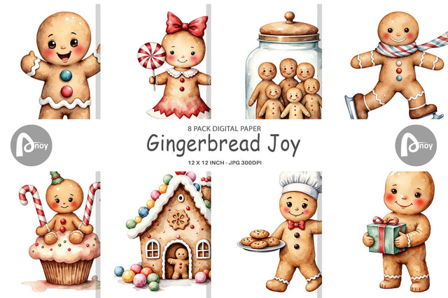 Digital Paper Gingerbread Joy Digital Pattern artnoy 