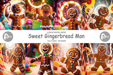 Digital Paper Gingerbread Man Digital Pattern artnoy 