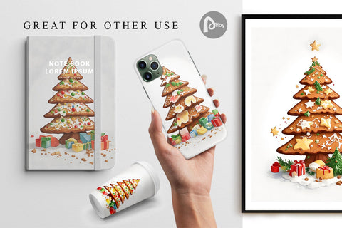 Digital Paper Gingerbread Tree Digital Pattern artnoy 