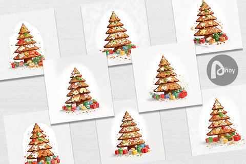 Digital Paper Gingerbread Tree Digital Pattern artnoy 