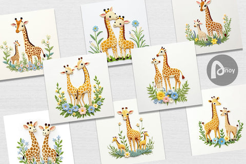 Digital Paper Giraffe Embroidery Digital Pattern artnoy 