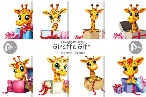 Digital Paper Giraffe Gift Digital Pattern artnoy 