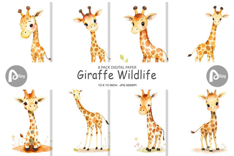Digital Paper Giraffe Wildlife Digital Pattern artnoy 