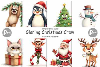 Digital Paper Glaring Christmas Crew Digital Pattern artnoy 