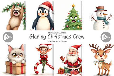 Digital Paper Glaring Christmas Crew Digital Pattern artnoy 