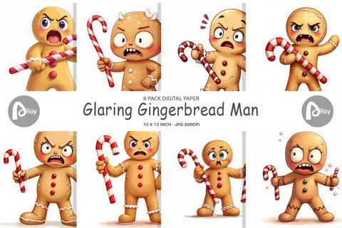 Digital Paper Glaring Gingerbread Man Digital Pattern artnoy 