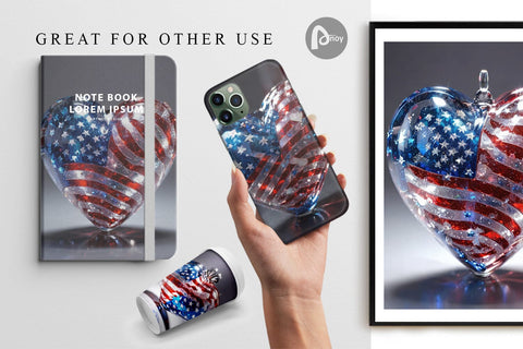 Digital Paper Glass Heart Patriotic Digital Pattern artnoy 