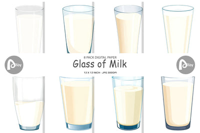 Digital Paper Glass of Milk Digital Pattern artnoy 