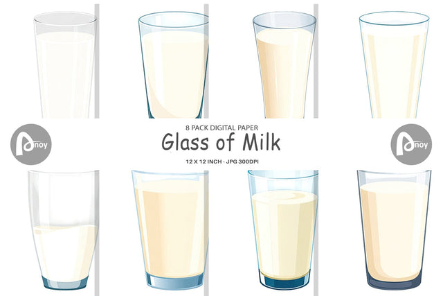 Digital Paper Glass of Milk Digital Pattern artnoy 