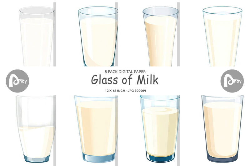 Digital Paper Glass of Milk Digital Pattern artnoy 