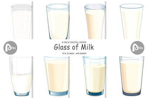 Digital Paper Glass of Milk Digital Pattern artnoy 