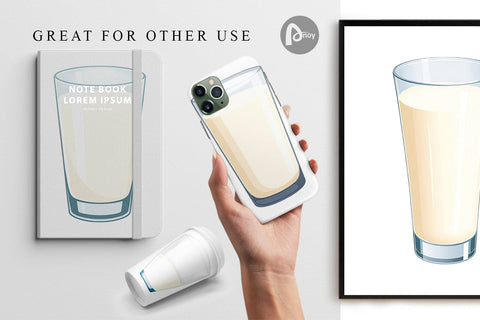 Digital Paper Glass of Milk Digital Pattern artnoy 