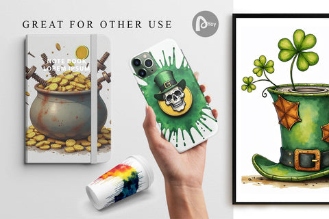 Digital Paper Glitch & Gold Surreal St. Patrick's Day Lucky Charms Digital Pattern artnoy 