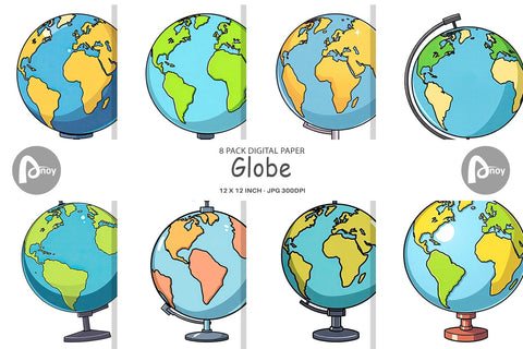 Digital Paper Globe Digital Pattern artnoy 
