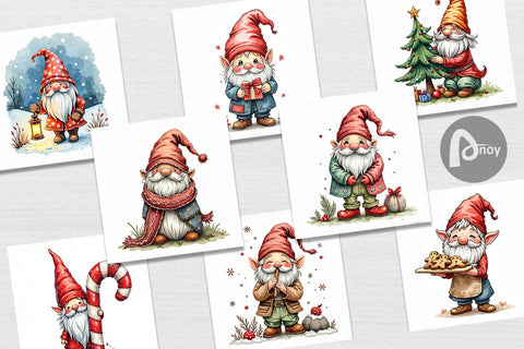 Digital Paper Gnome Christmas Delights Digital Pattern artnoy 